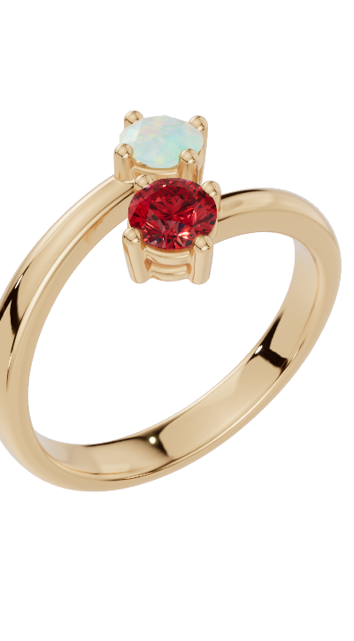 Personalised 2 Birthstones Ring