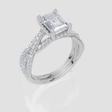 9ct White Gold Emerald Cut 1.87 Carat tw of Lab-Grown Diamonds Ring and 9ct White Gold 0.28 Carat tw of Lab-Grown  Diamonds Band