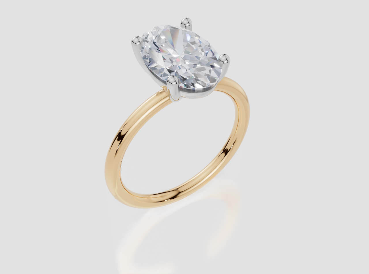 9ct Yellow Gold Oval Cut 3.00 Carat of Lab-Grown Diamond Ring