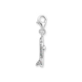 Silver airplane charm with a lobster clasp on a white background