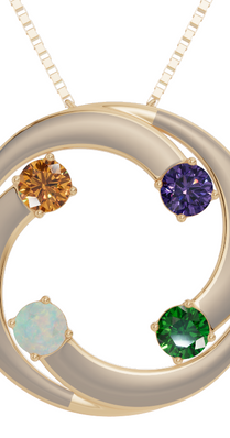 Personalised 4 Birthstones Circle Pendant