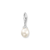Pearl pendant with silver clasp on a white background