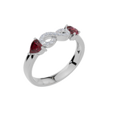 Personalised 2 Heart Birthstones Cubic Zirconia Infinity Ring