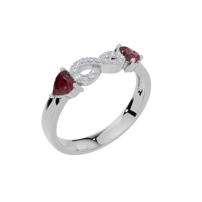 Personalised 2 Heart Birthstones Cubic Zirconia Infinity Ring