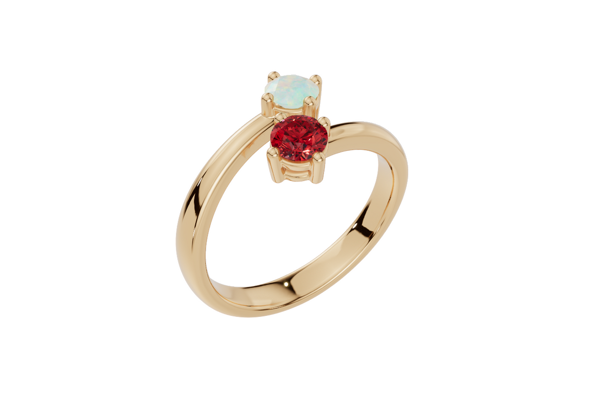 Personalised 2 Birthstones Ring