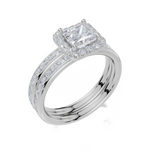 18ct White Gold Princess Cut 1.23 Carat tw of Lab-Grown Diamonds Ring and 18ct White Gold 0.35 Carat tw of Lab-Grown  Diamonds Band