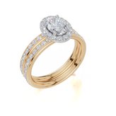 18ct Yellow Gold Oval Cut 1.23 Carat tw of  Diamonds Ring and 18ct Yellow Gold 0.35 Carat tw of   Diamonds Band