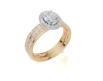 18ct Yellow Gold Oval Cut 1.23 Carat tw of  Diamonds Ring and 18ct Yellow Gold 0.35 Carat tw of   Diamonds Band