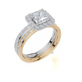 9ct Yellow Gold Princess Cut 1.56 Carat tw of Lab-Grown Diamonds Ring and 9ct White Gold 0.35 Carat tw of Lab-Grown  Diamonds Band