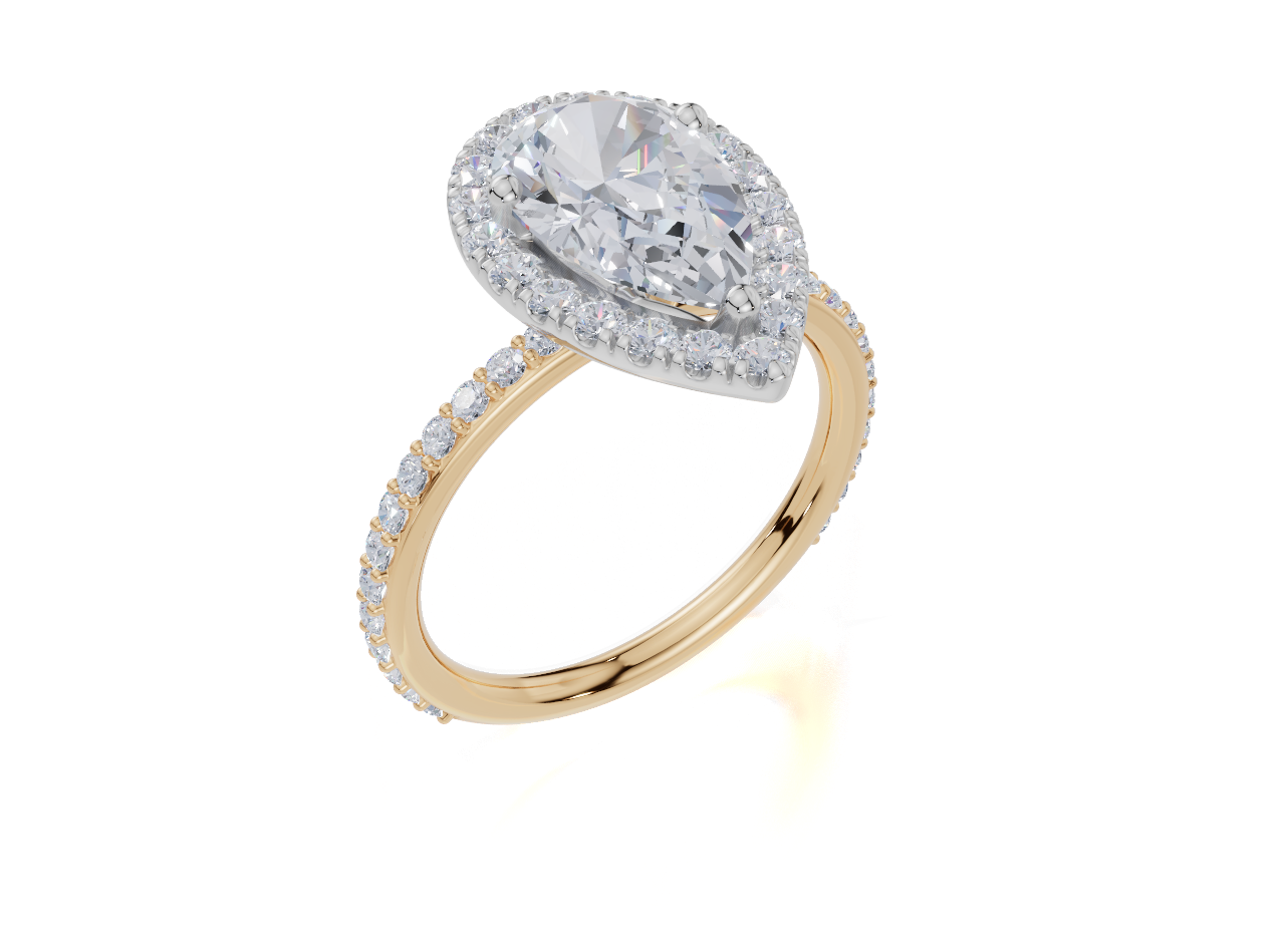 18ct Yellow Gold Pear Cut 2.63 Carat tw of  Diamonds Ring
