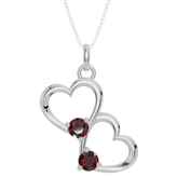 Personalised 2 Birthstones Double Heart Pendant
