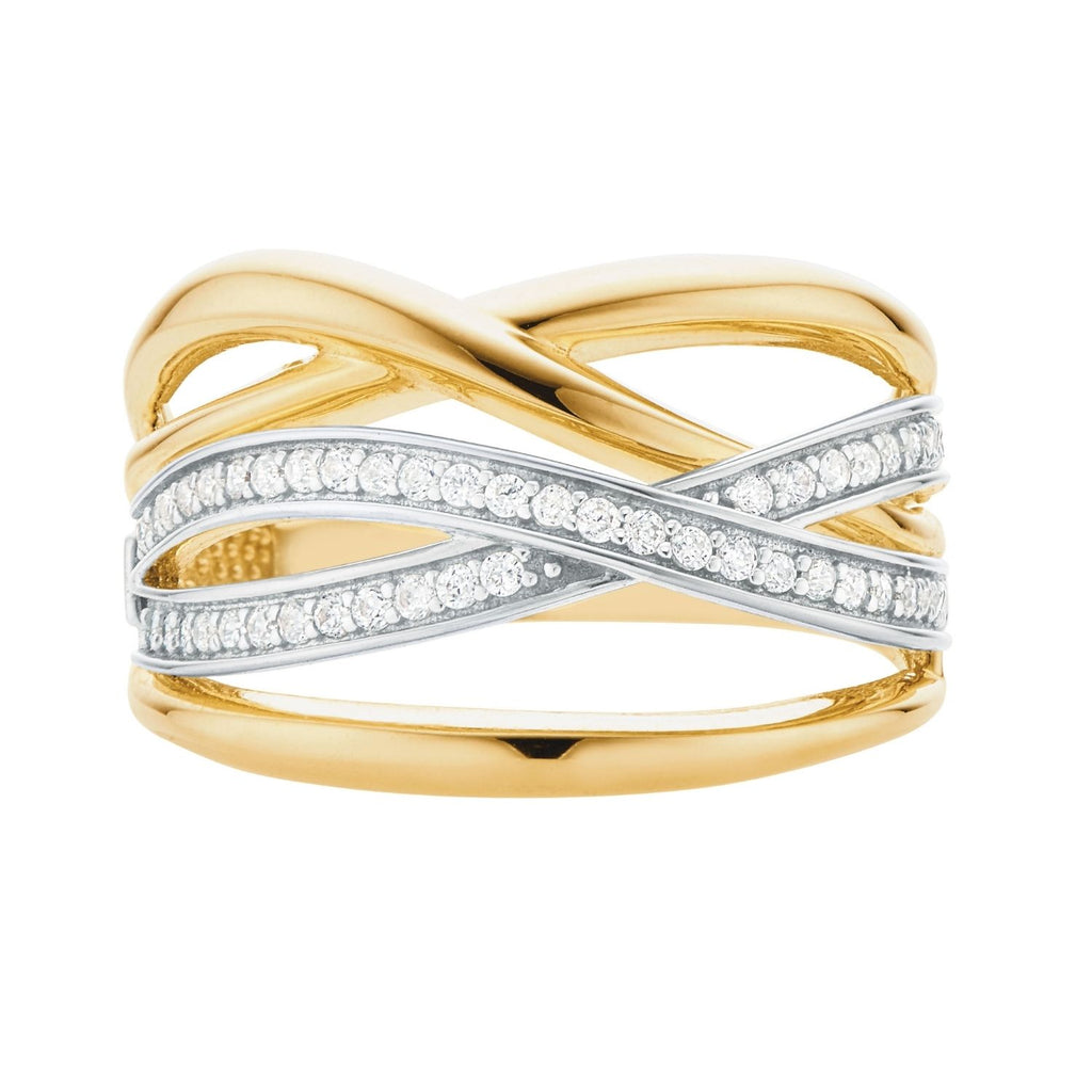 9ct Two Tone Gold Round Cut Diamond Ring