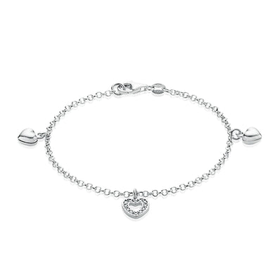 Sterling Silver Cubic Zirconia Heart Bracelet