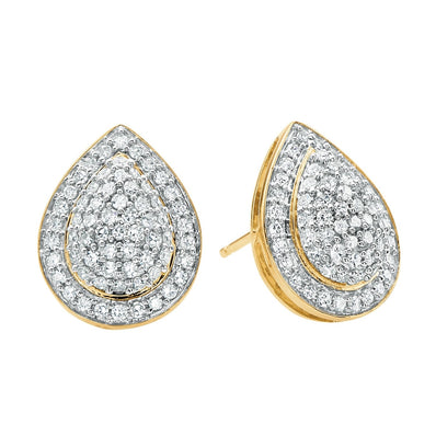 9ct Yellow Gold Round Cut 0.60 Carat tw Diamond Earrings