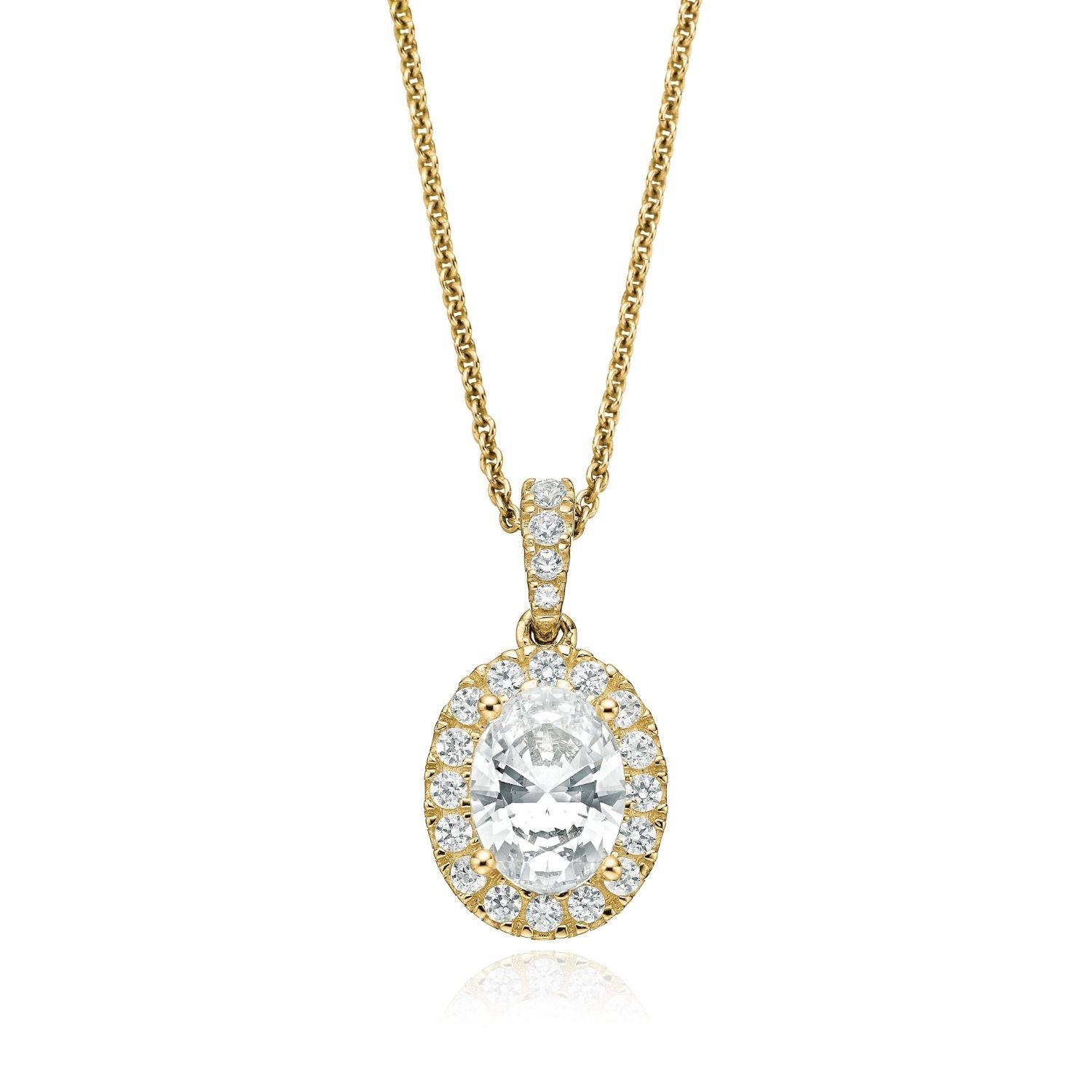 Hush 9ct Yellow Gold Oval & Round Cut 1.40 Carat tw Diamond Simulants Pendant