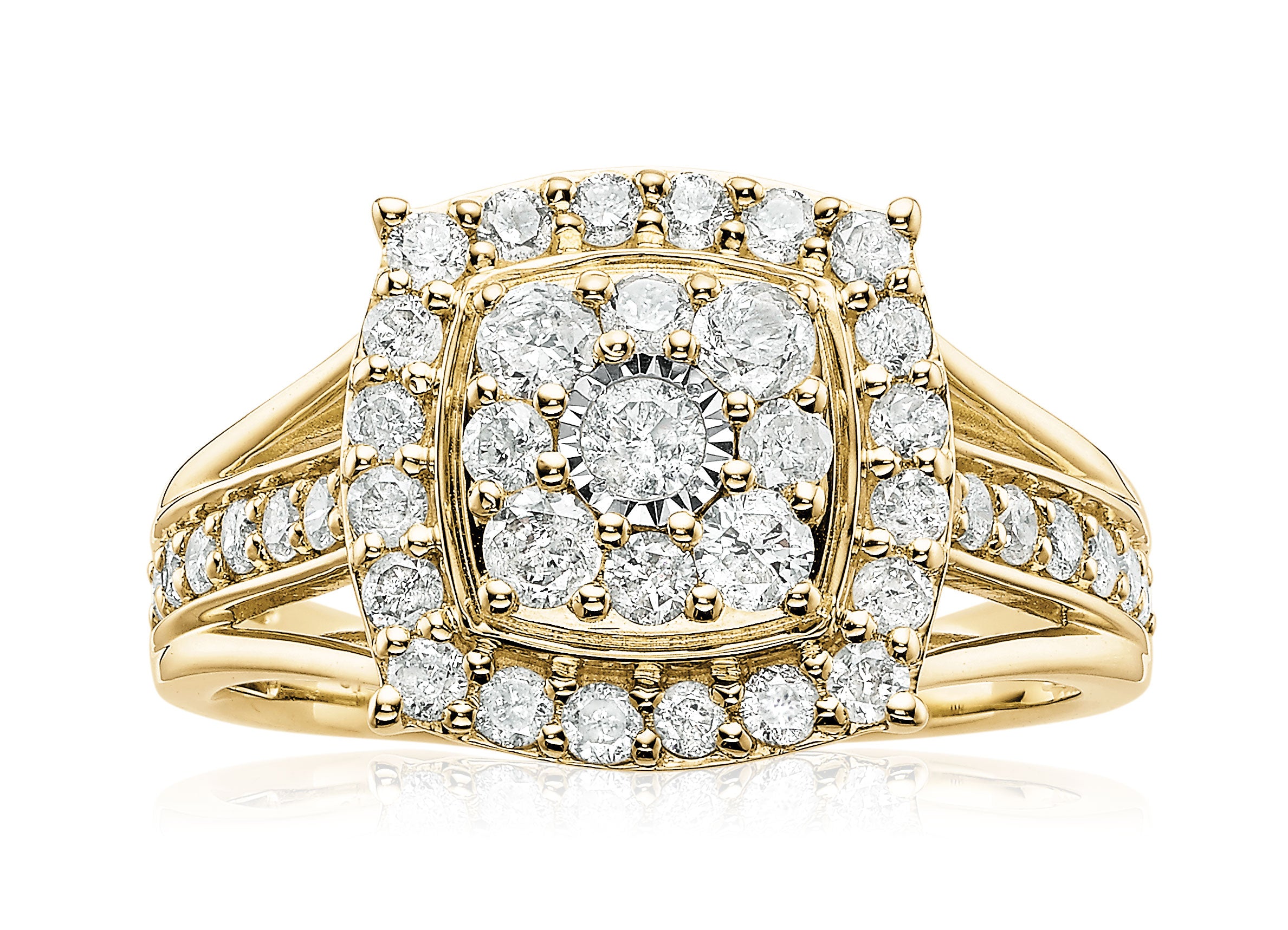 9ct Yellow Gold Round Cut 1.00 Carat tw Diamond Ring