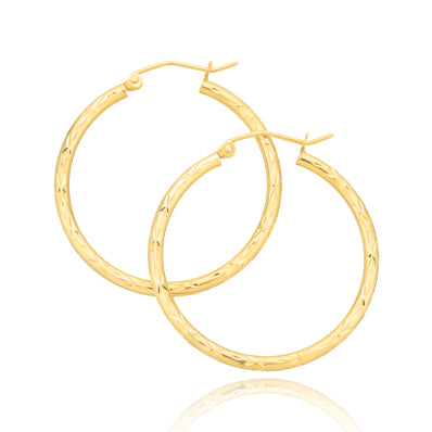 9ct Yellow Gold Silver Filled 30mm Hoop Earrings