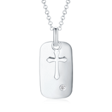 Sterling Silver Round Brilliant Cut Diamond Set Kids Cross Necklace