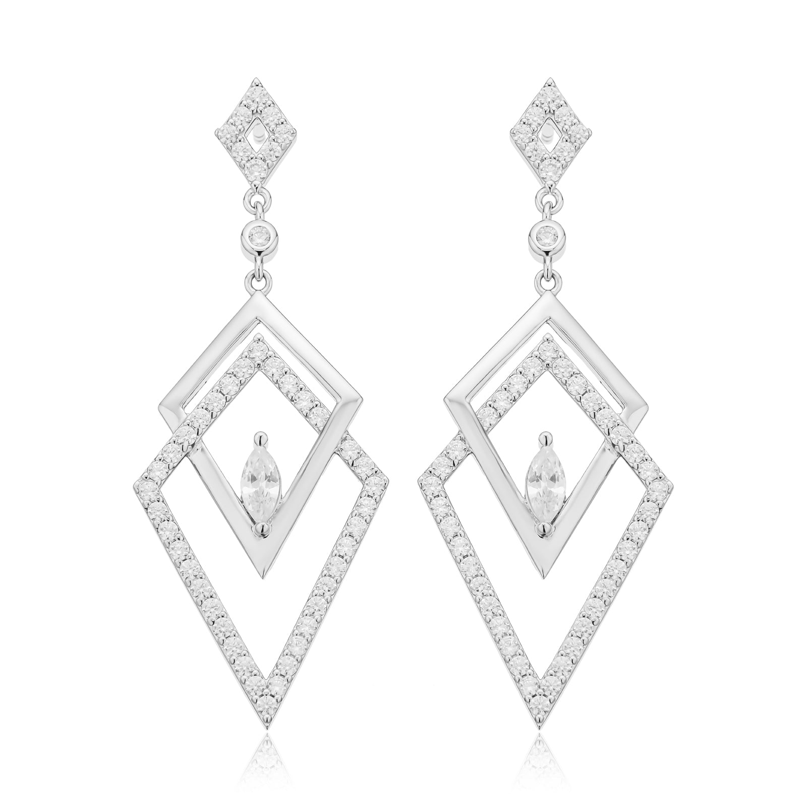 Sterling Silver Cubic Zirconia Chandelier Drop Earrings