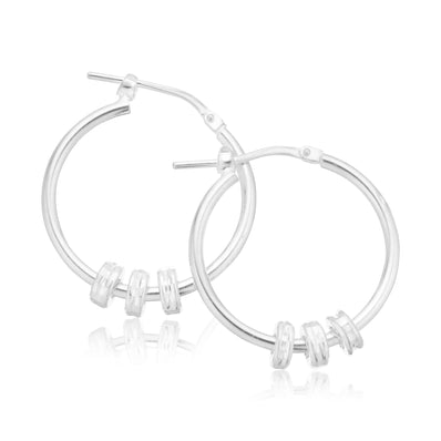 Sterling Silver 20mm 3 Hoop Earrings