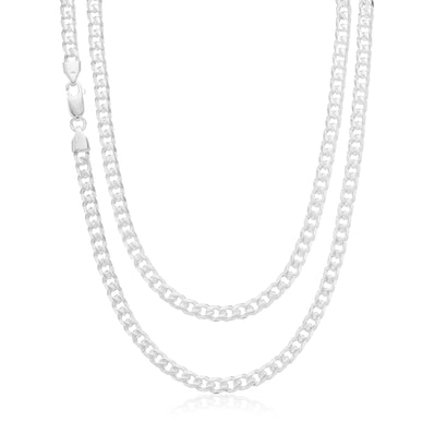 Sterling Silver 60cm Bevel Diamond Cut Curb Chain