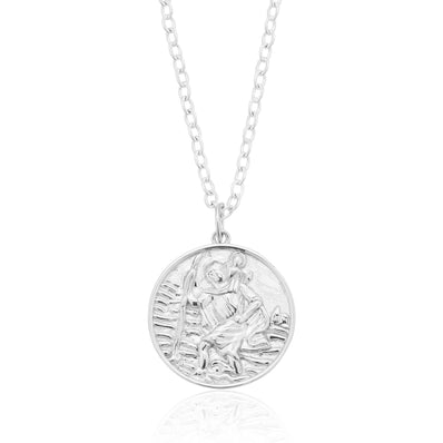 Sterling Silver Saint Christopher Circle Charm