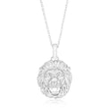 Sterling Silver Round Cubic Zirconia Lion Pendant