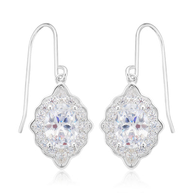 Sterling Silver White Cubic Zirconia Drop Earrings