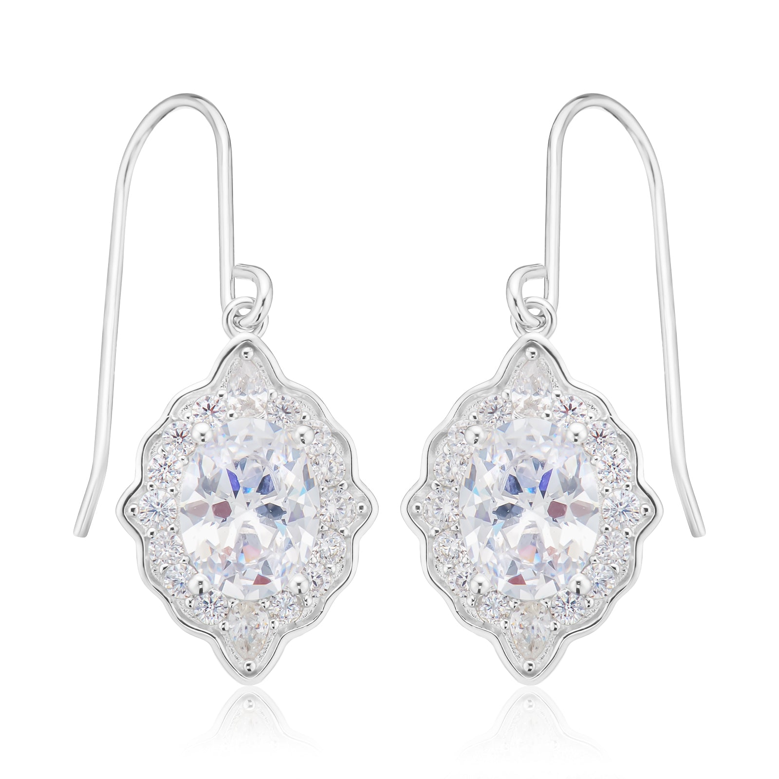 Sterling Silver White Cubic Zirconia Drop Earrings