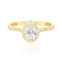 9ct Yellow Gold Pear & Round Cut Wheat Cubic Zirconia Ring