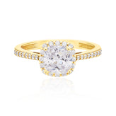 9ct Yellow Gold Round Cut Wheat Cubic Zirconia Ring