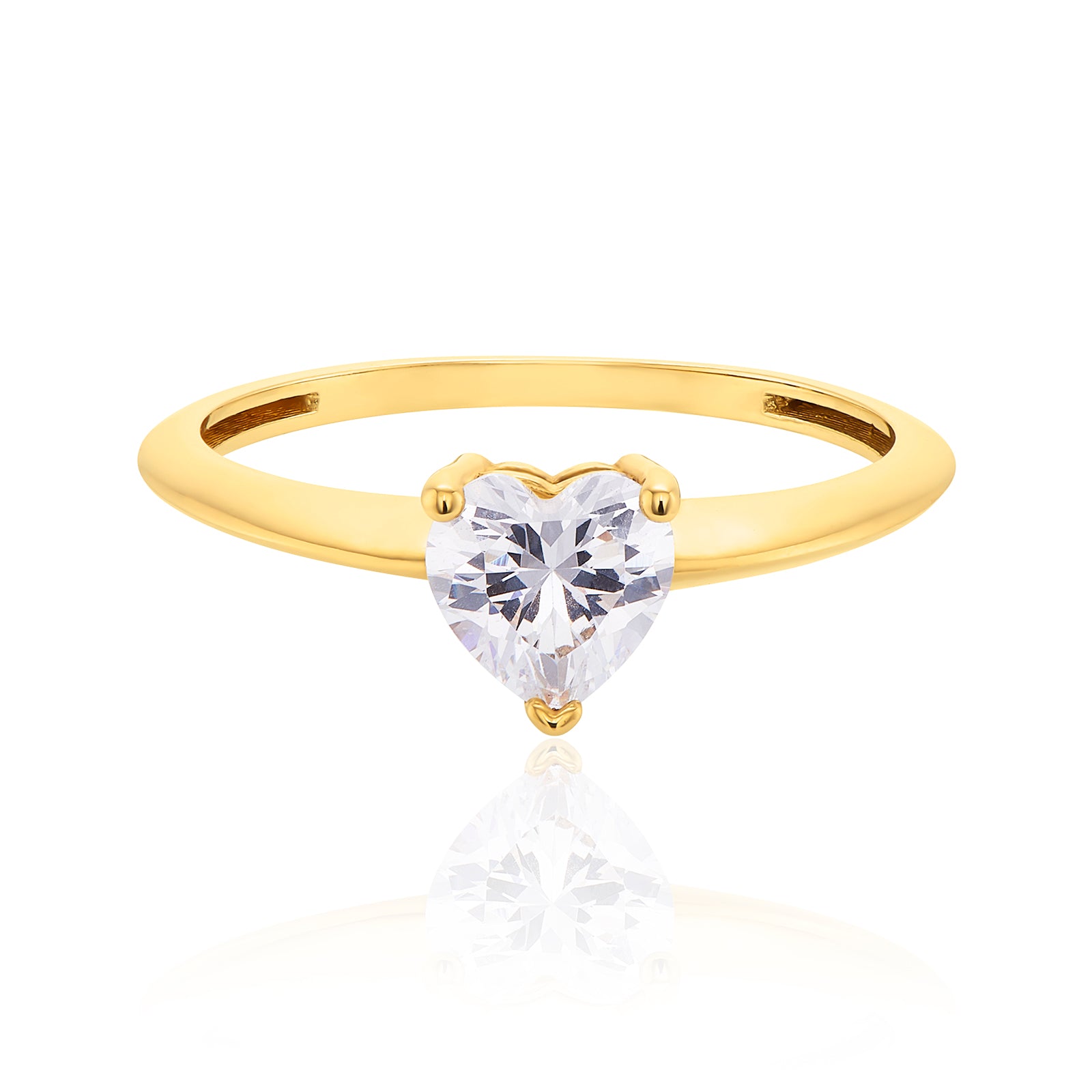 9ct Yellow Gold Heart Wheat Cubic Zirconia Ring