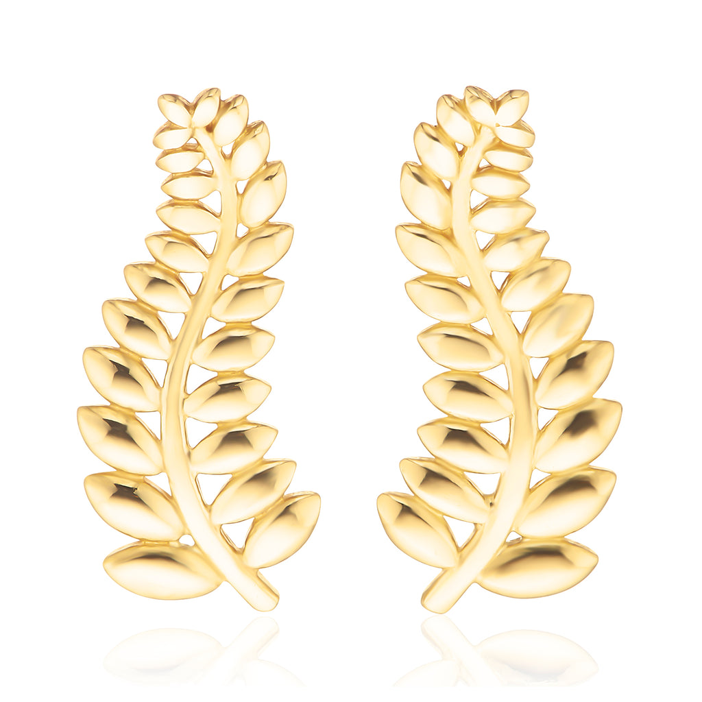 9ct Yellow Gold Leaf Earrings