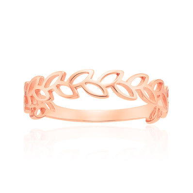 9ct Rose Gold Open Leaf Ring