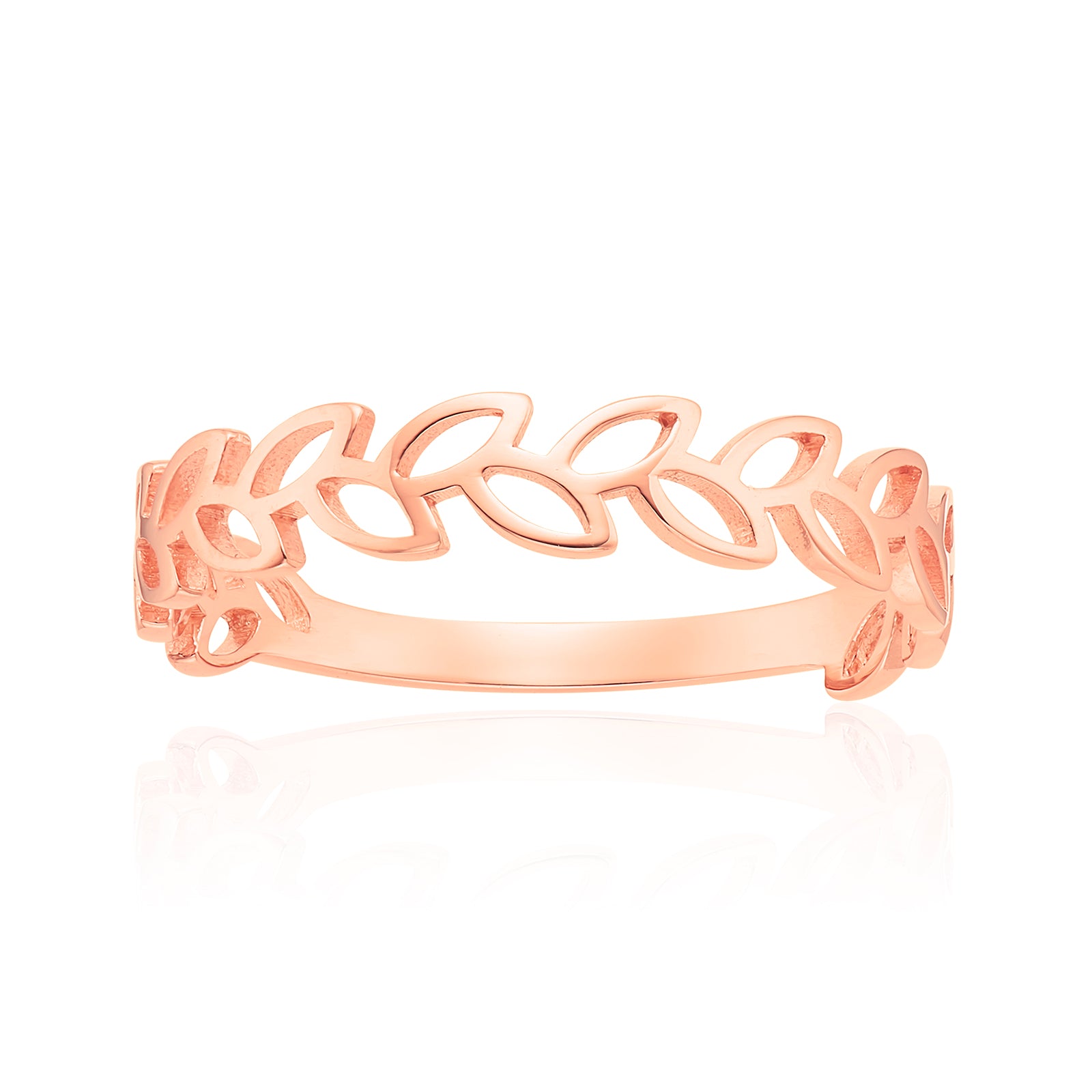 9ct Rose Gold Open Leaf Ring