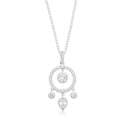 Sterling Silver with Round Brilliant & Pear Cut Cubic Zirconia Pendant