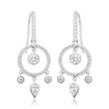 Sterling Silver with Round Brilliant & Pear Cut White Cubic Zirconia Earrings
