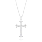 Sterling Silver Round Cut White Cubic Zirconia Cross Pendant