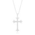 Sterling Silver Round Cut White Cubic Zirconia Cross Pendant