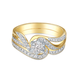 9ct Yellow and White Gold Round Brilliant Cut 0.40 Carat tw Diamond Ring Set