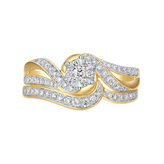 9ct Yellow and White Gold Round Brilliant Cut 0.40 Carat tw Diamond Ring Set