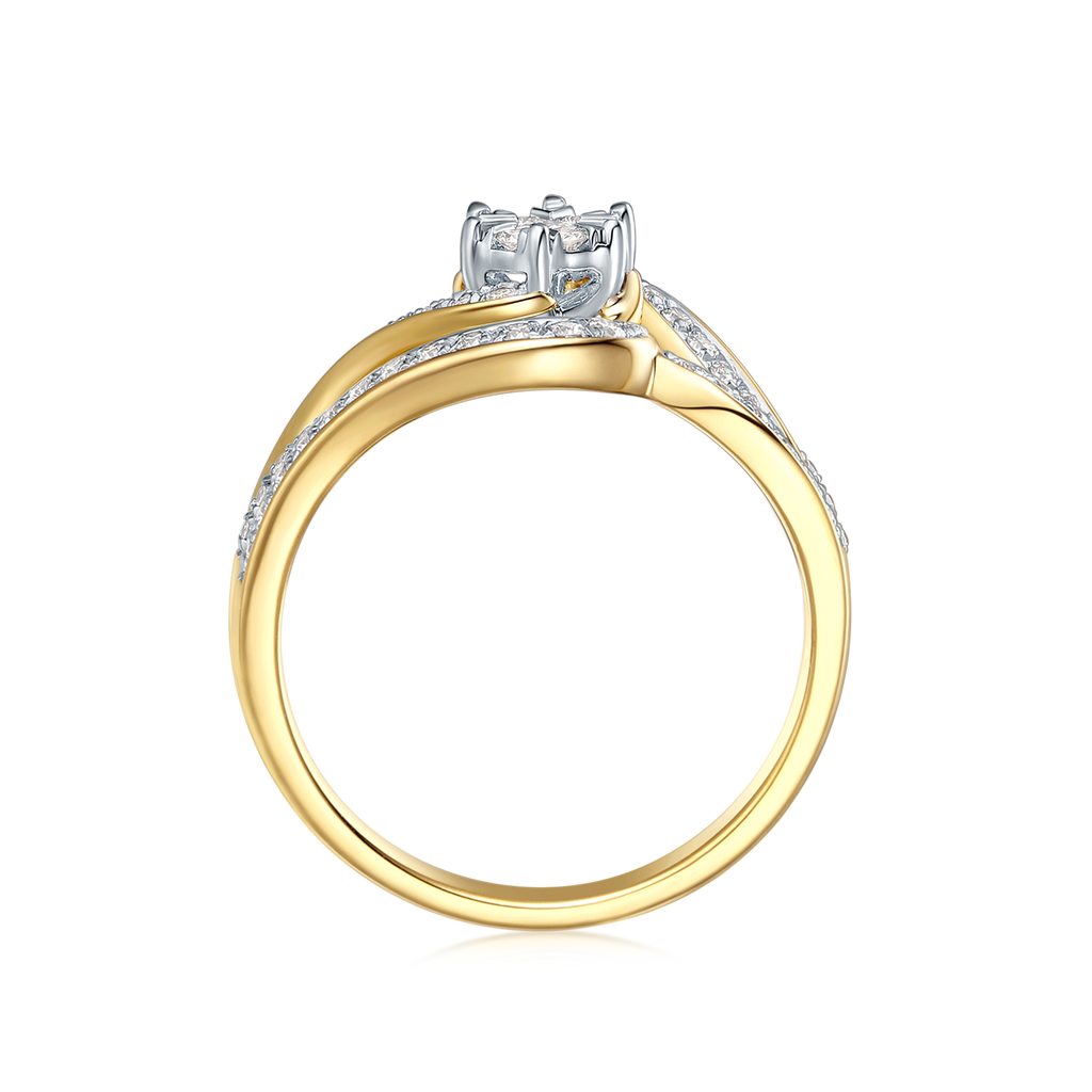 9ct Yellow and White Gold Round Brilliant Cut 0.40 Carat tw Diamond Ring Set