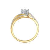 9ct Yellow and White Gold Round Brilliant Cut 0.40 Carat tw Diamond Ring Set