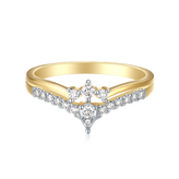 9ct Yellow Gold Round Cut 0.20 Carat tw Diamond Dress Ring