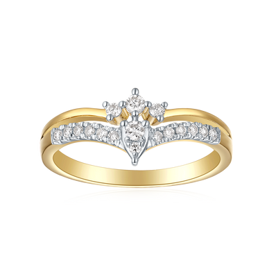 9ct Yellow Gold Round Cut 0.20 Carat tw Diamond Dress Ring