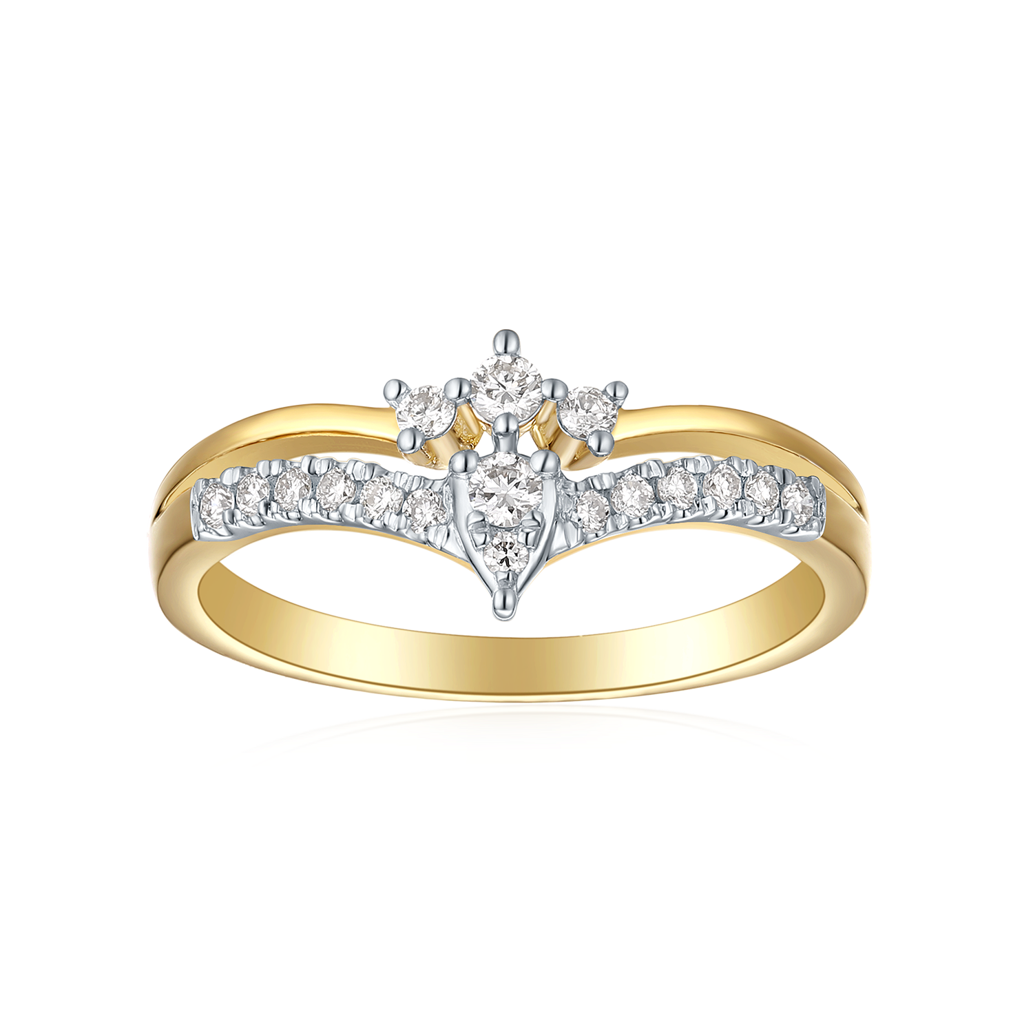 9ct Yellow Gold Round Cut 0.20 Carat tw Diamond Dress Ring