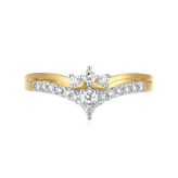 9ct Yellow Gold Round Cut 0.20 Carat tw Diamond Dress Ring