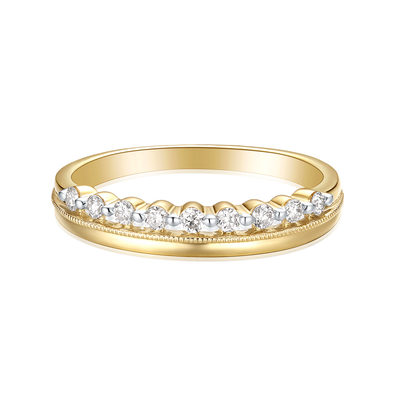 9ct Yellow Gold Round Cut 0.17 Carat tw Diamond Dress Ring