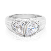 Sterling Silver with Pear Cut White Cubic Zirconia Fashion Rings