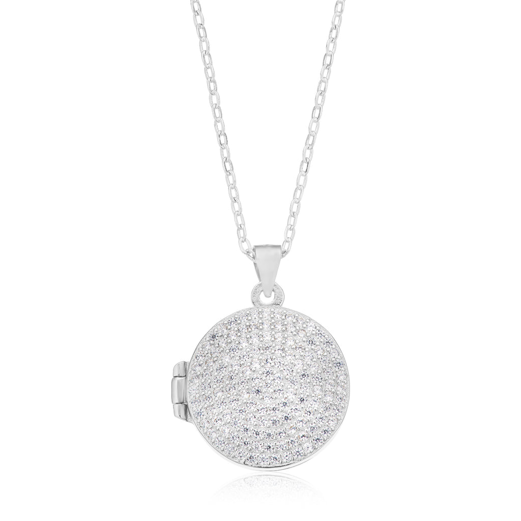 Sterling Silver with White Cubic Zirconia Locket